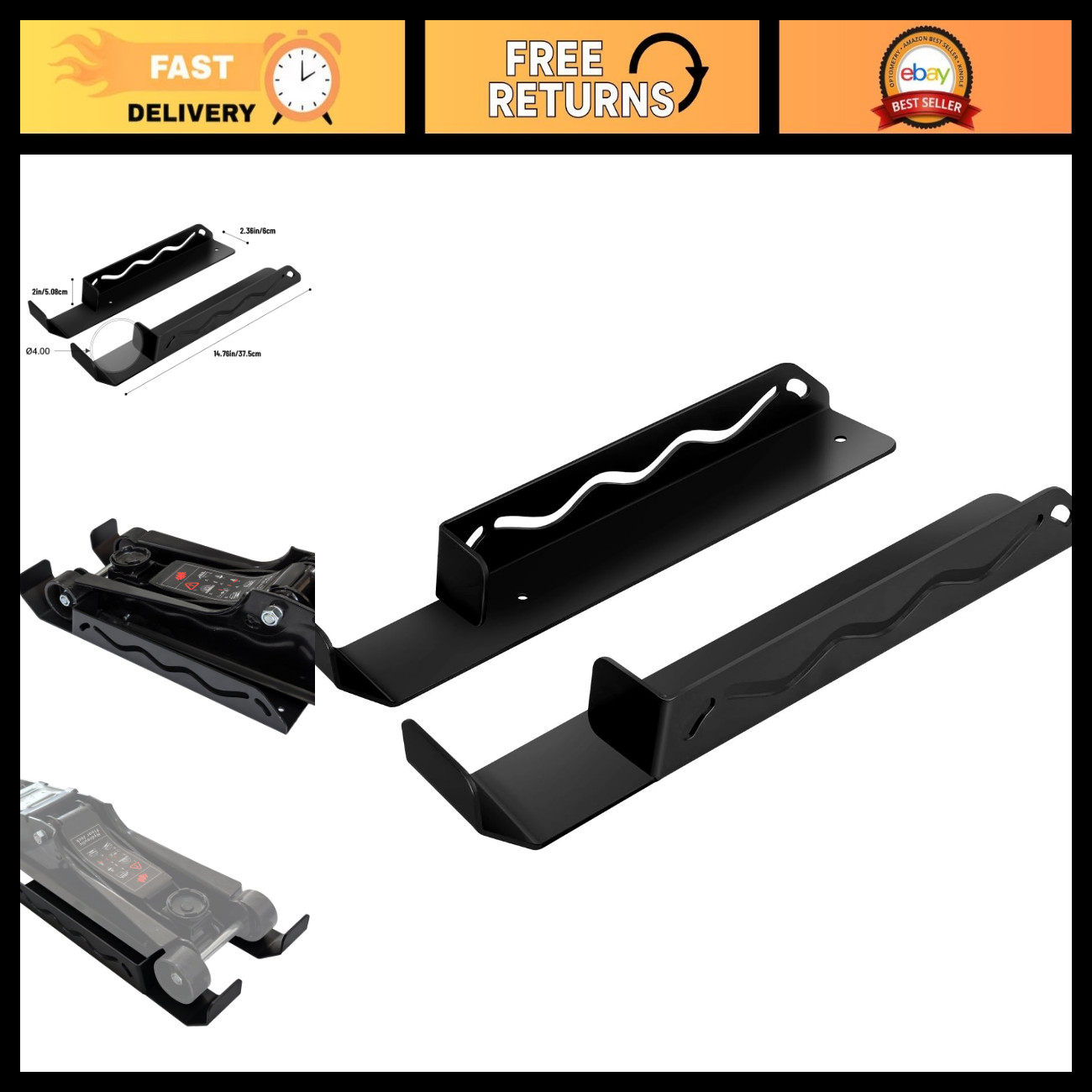 Heavy-Duty Floor Jack Stand Rack Wall Mount Organizer - No Screws Needed, Space-