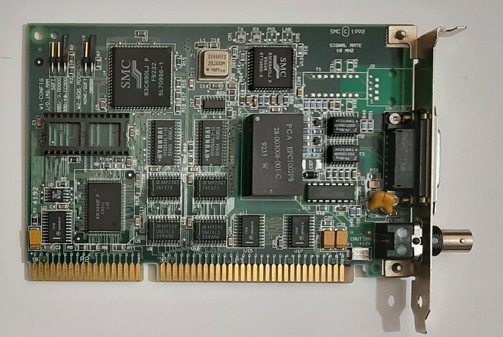 SMC EtherCard Elite 16 ISA Network Card (8013EPC, SMC 83C690, BNC, Retro, 1992)