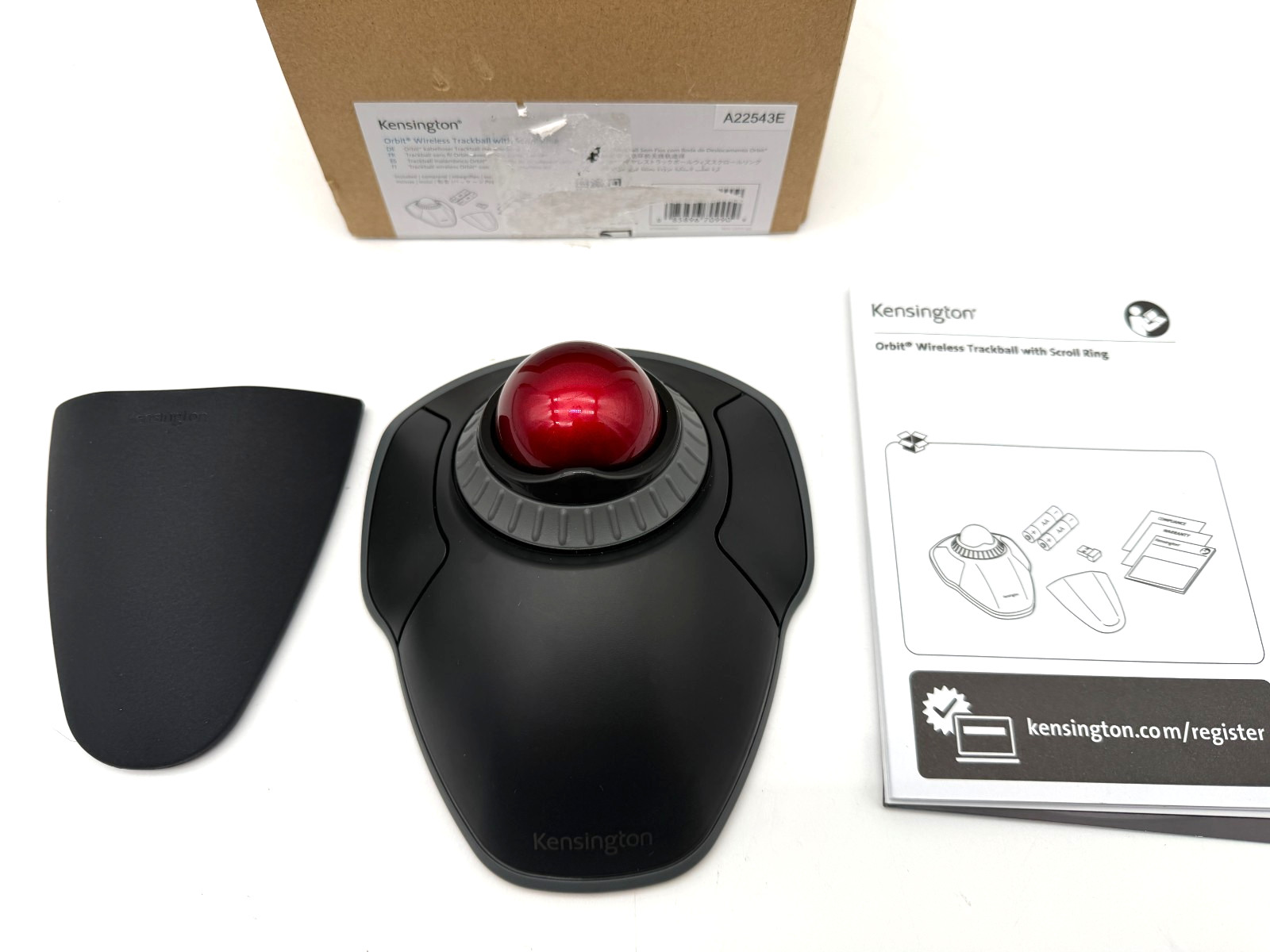 Kensington Orbit Wireless Trackball with Scroll Ring - Black-Red (K70990WW)