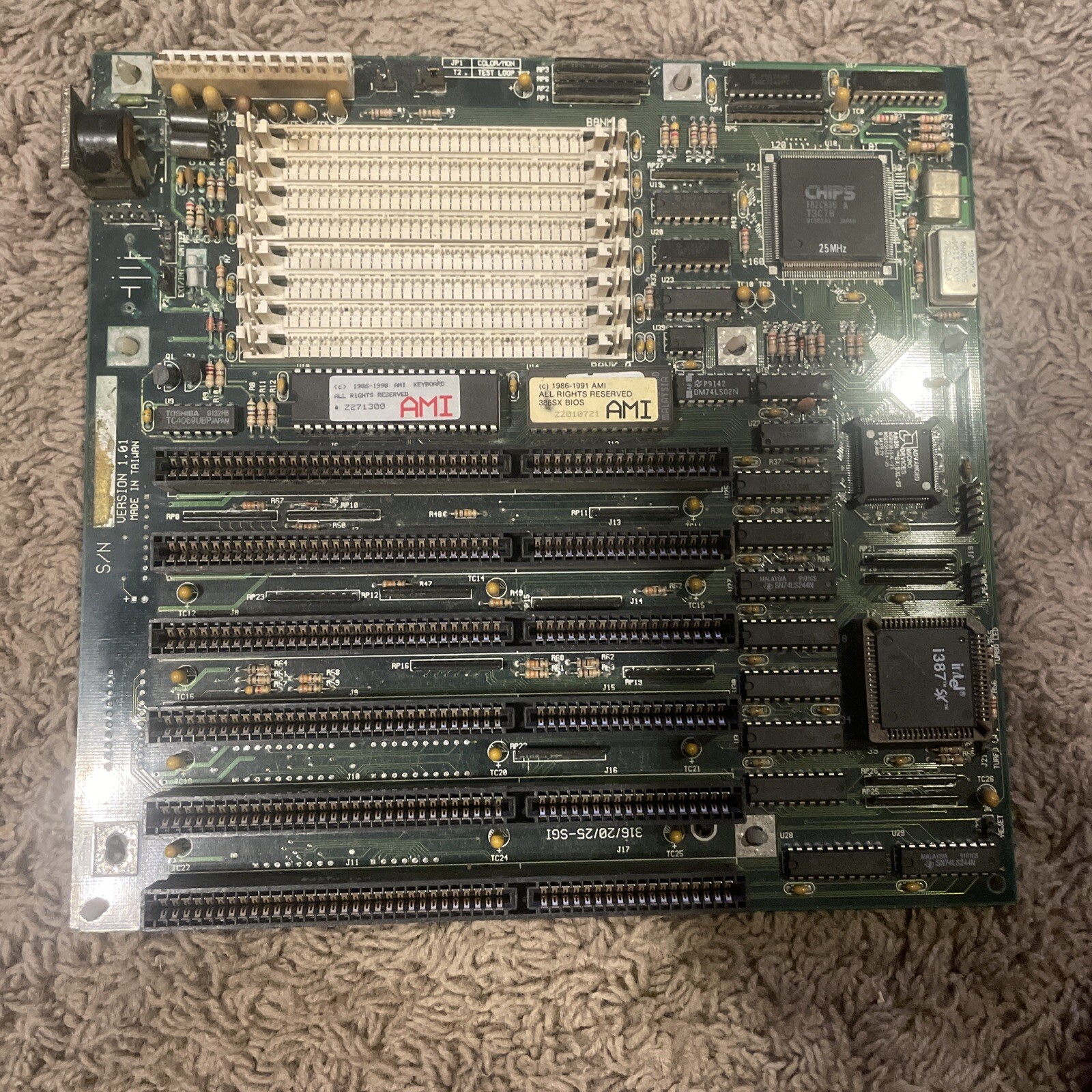 FIC 316/20/25-SGI 386 AT MOTHERBOARD INTEL 386SX 20MHZ AMI Vintage Rare Part