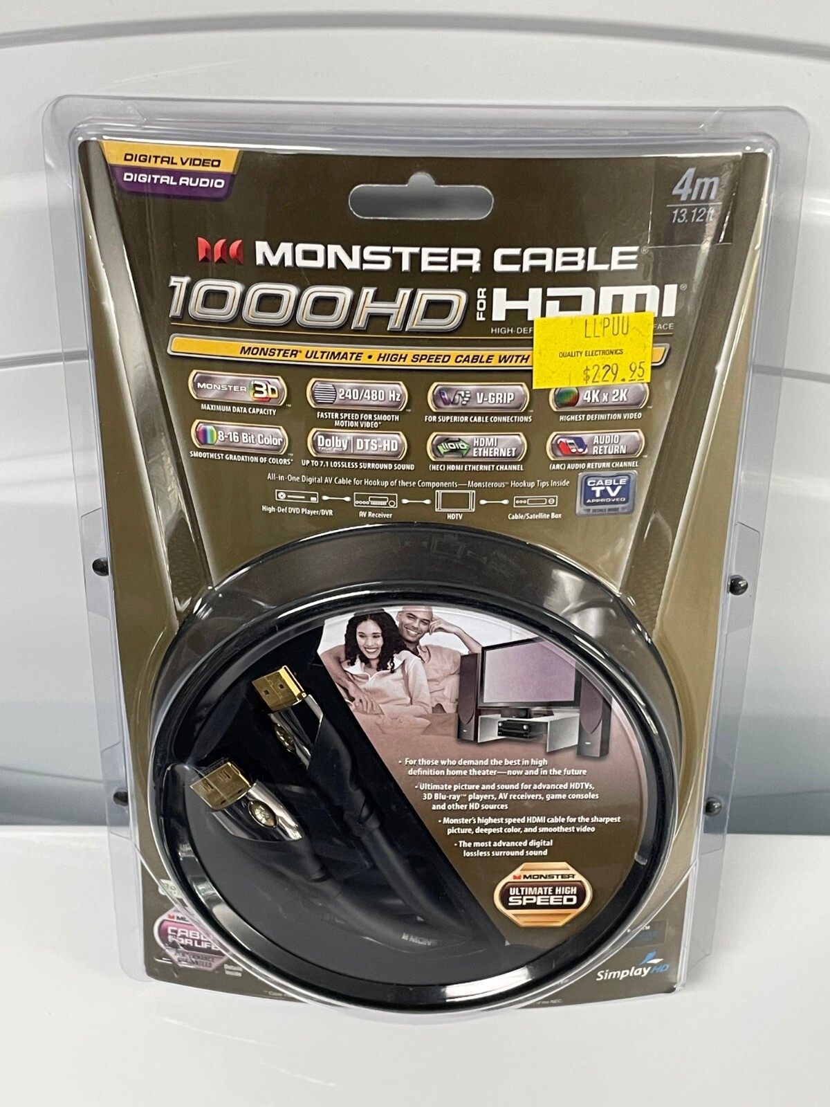 Monster Cable 1000HD HDMI High Speed Cable w/ ETHERNET 4m 13.12ft #127656-00