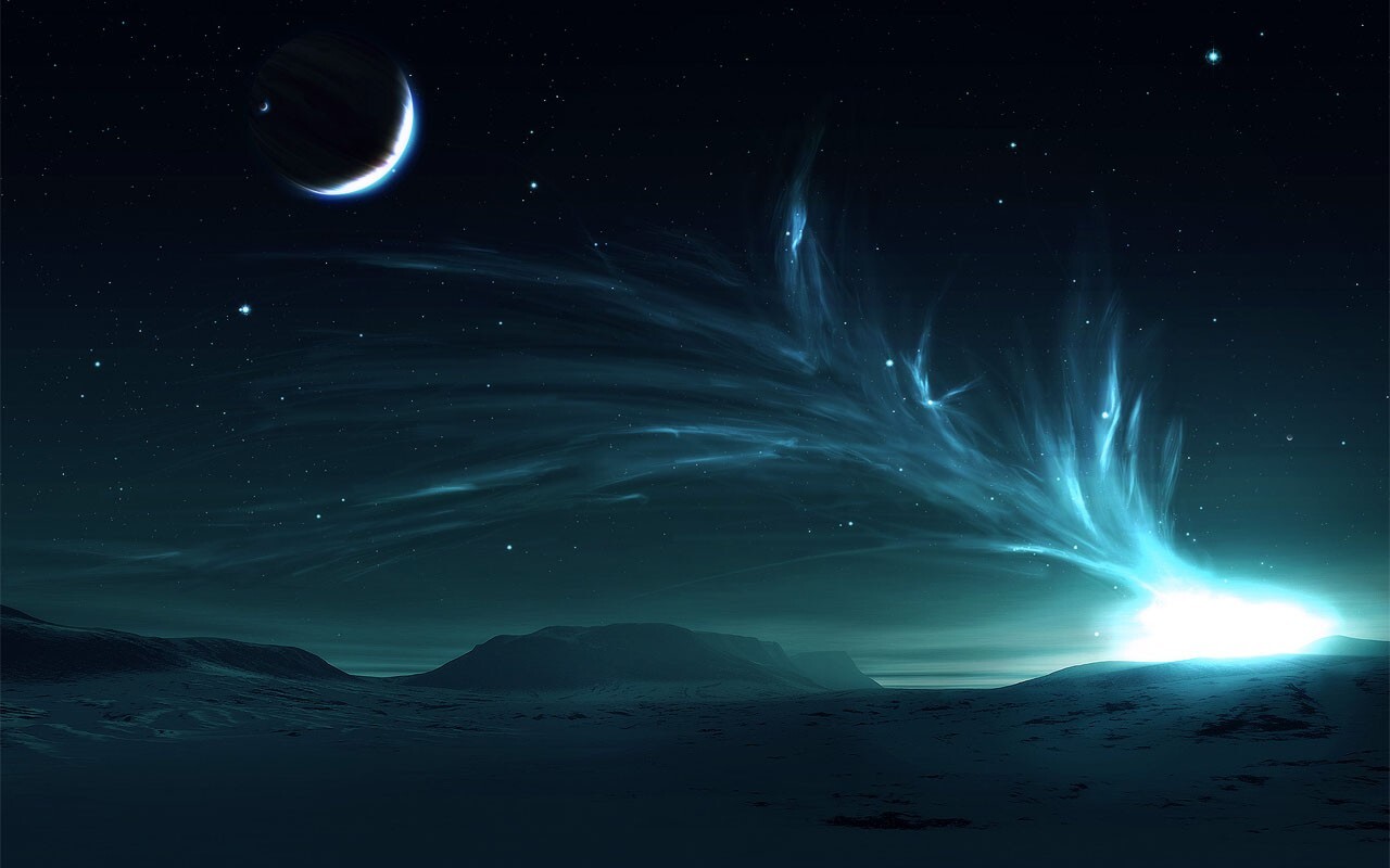 Landscape space art night moon Custom Gaming Mat Desk
