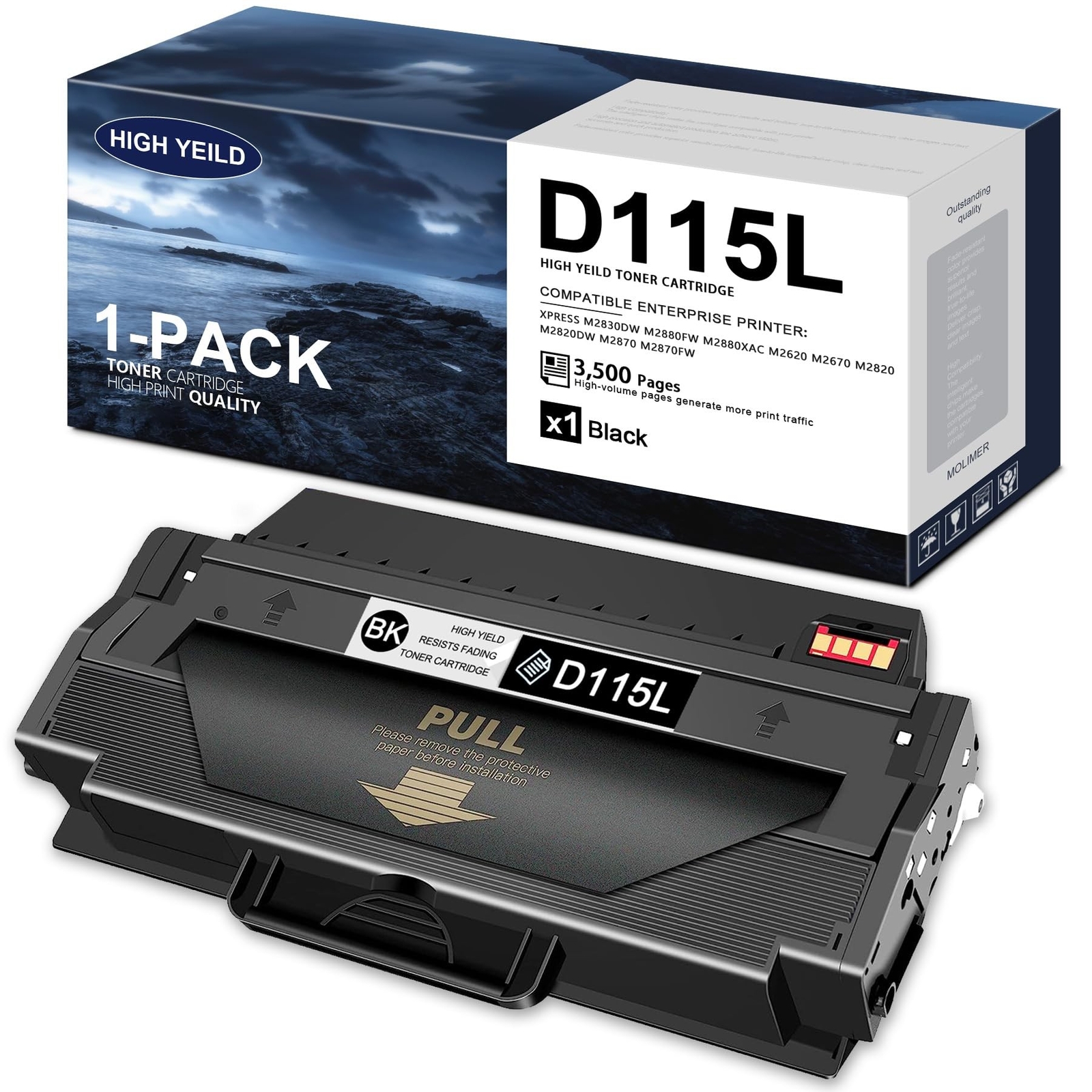 1 Pack MLT-D115L High-Yield Black Toner Catridge Replacement for Samsung 115 ...