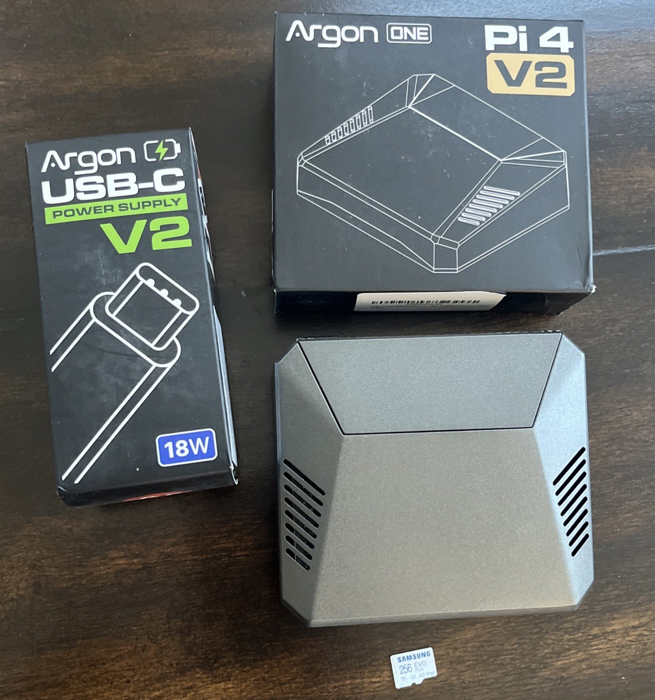 Raspberry Pi 4 8GB RAM Kit w/ Power Supply, Argon One V2 Case, 256GB MicroSD