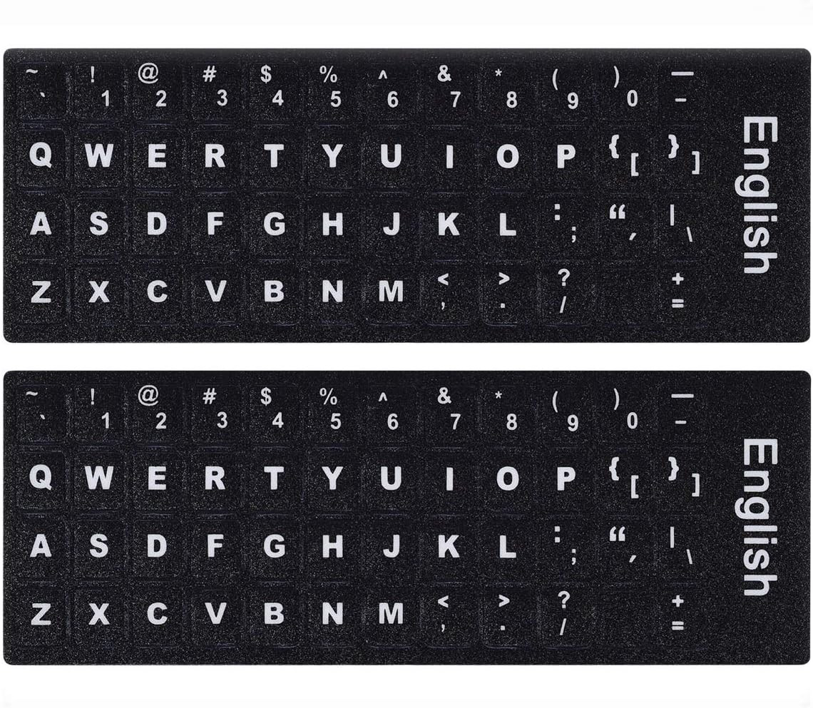 2PCS English Keyboard Letters Replacement Stickers Large Print Fonts