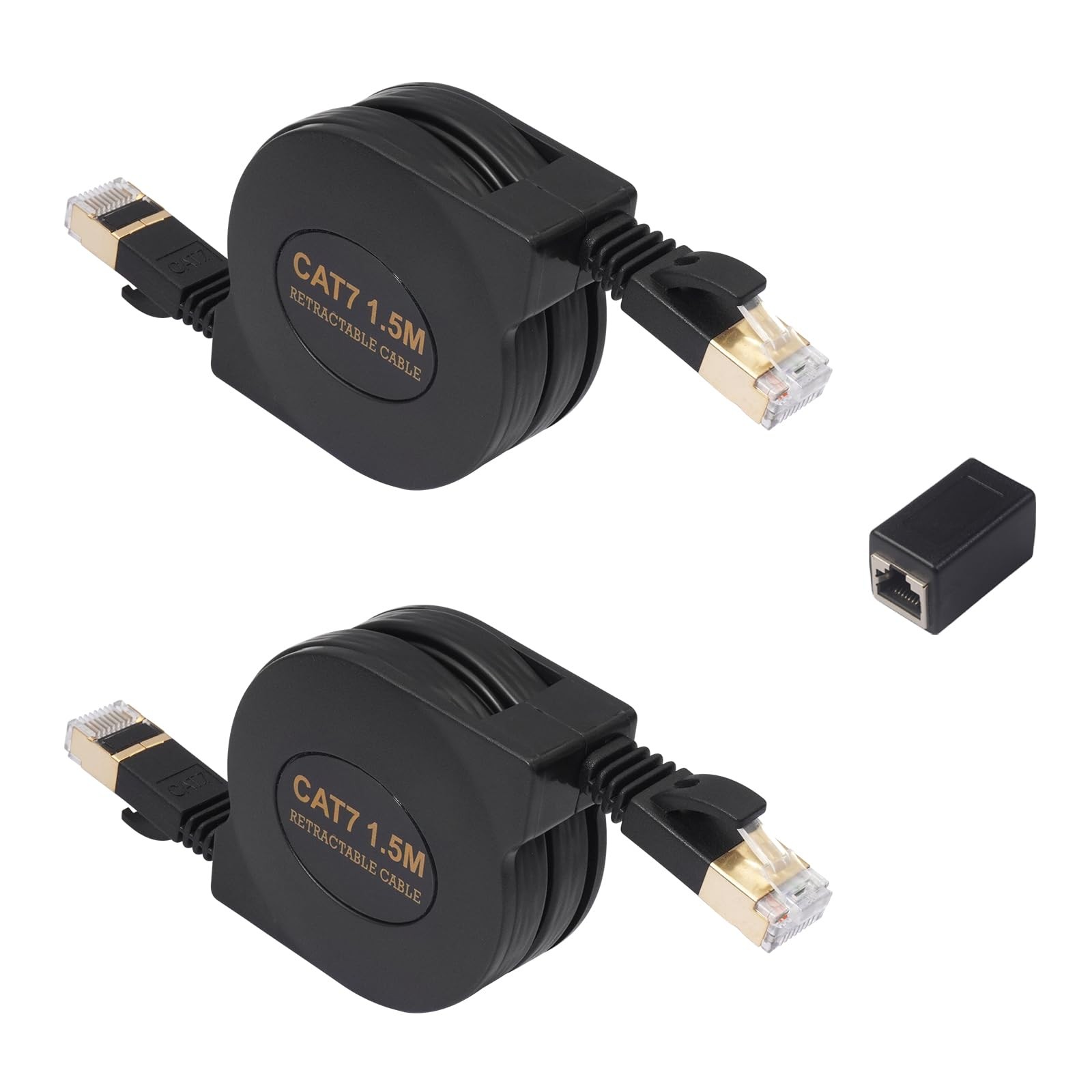 2 PCS 5 FT CAT7 Retractable Flat Ethernet RJ45 LAN Internet Patch Cable Travel