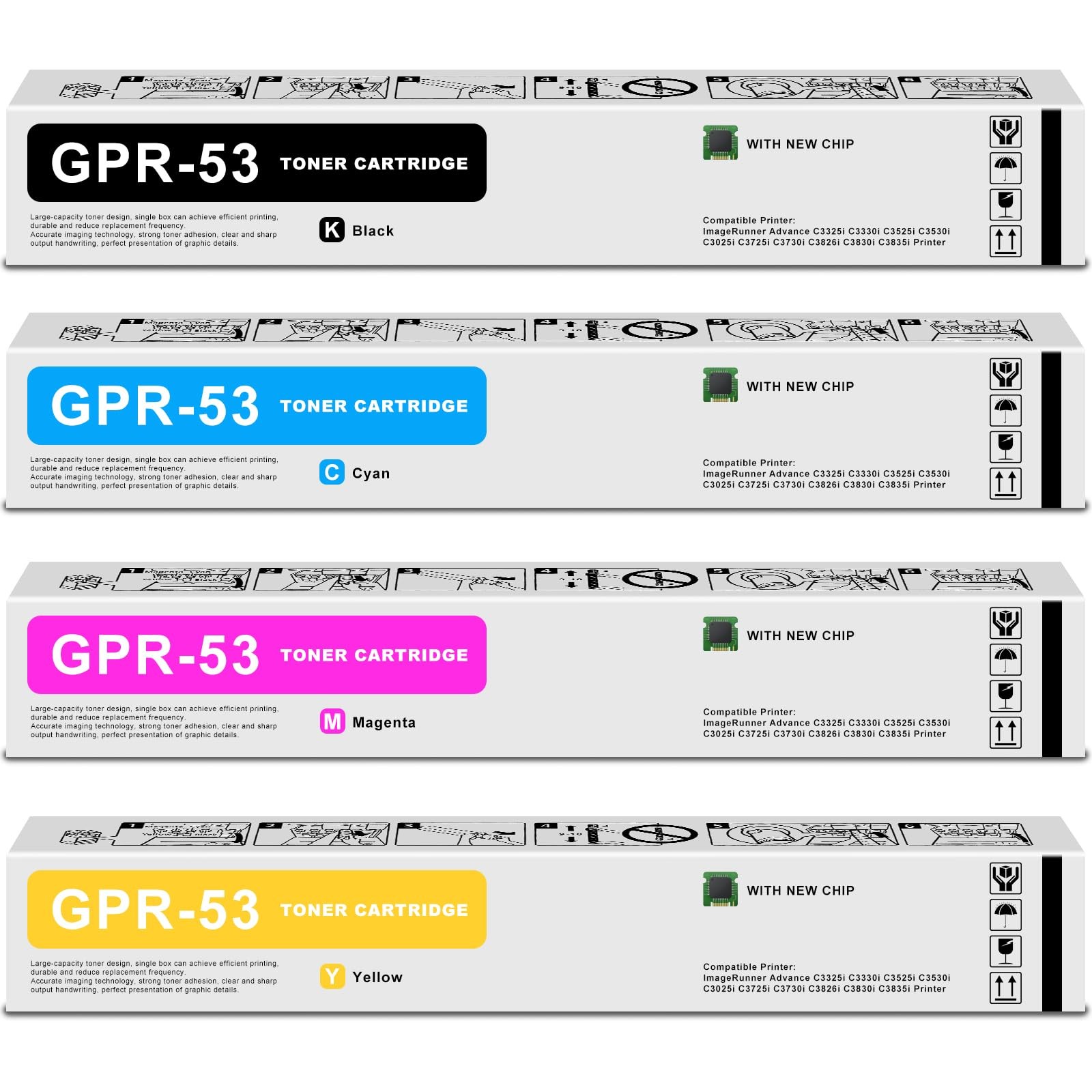 High Yield GPR53 GPR-53 Toner Cartridges Replacement for Small, Multicolor