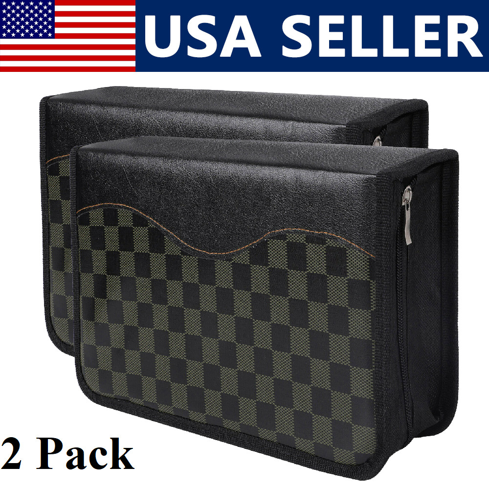 2 Pack 128 Disc CD Holder DVD Case Storage Wallet Printed Organizer Zipper Bag