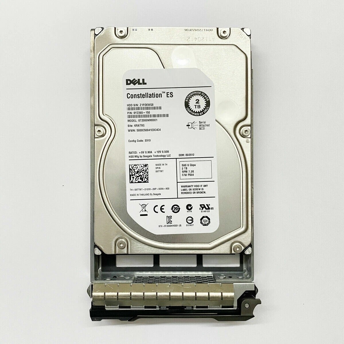 Dell 67TMT ST2000NM0001 2TB 067TMT 7.2K RPM 6Gb/s 3.5" SAS Hard Drive W/Caddy