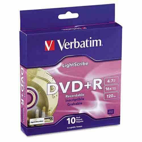 Verbatim Light Scribe DVD+R Blank Media 10pk - Laser Etch Prints Direct to Disc