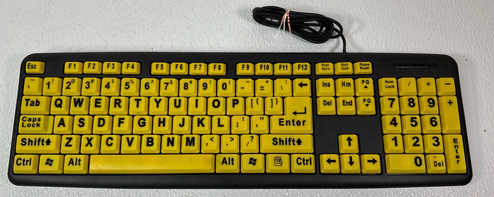 EZ Eyes Keyboard Large Print Yellow Keys - Visual Impaired Model KL-306B