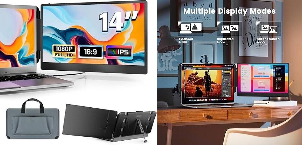 Extensor de monitor para computadora portátil de 14", FHD 1080P IPS, pantalla.