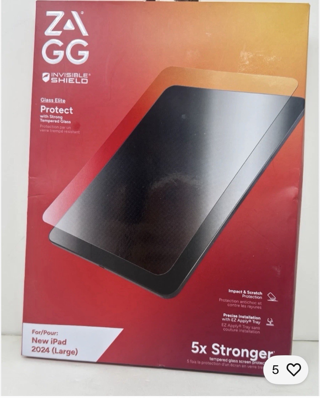 ZAGG Invisible Shield Glass Elite Screen Protector For Apple iPad Air 11" 5 Pack