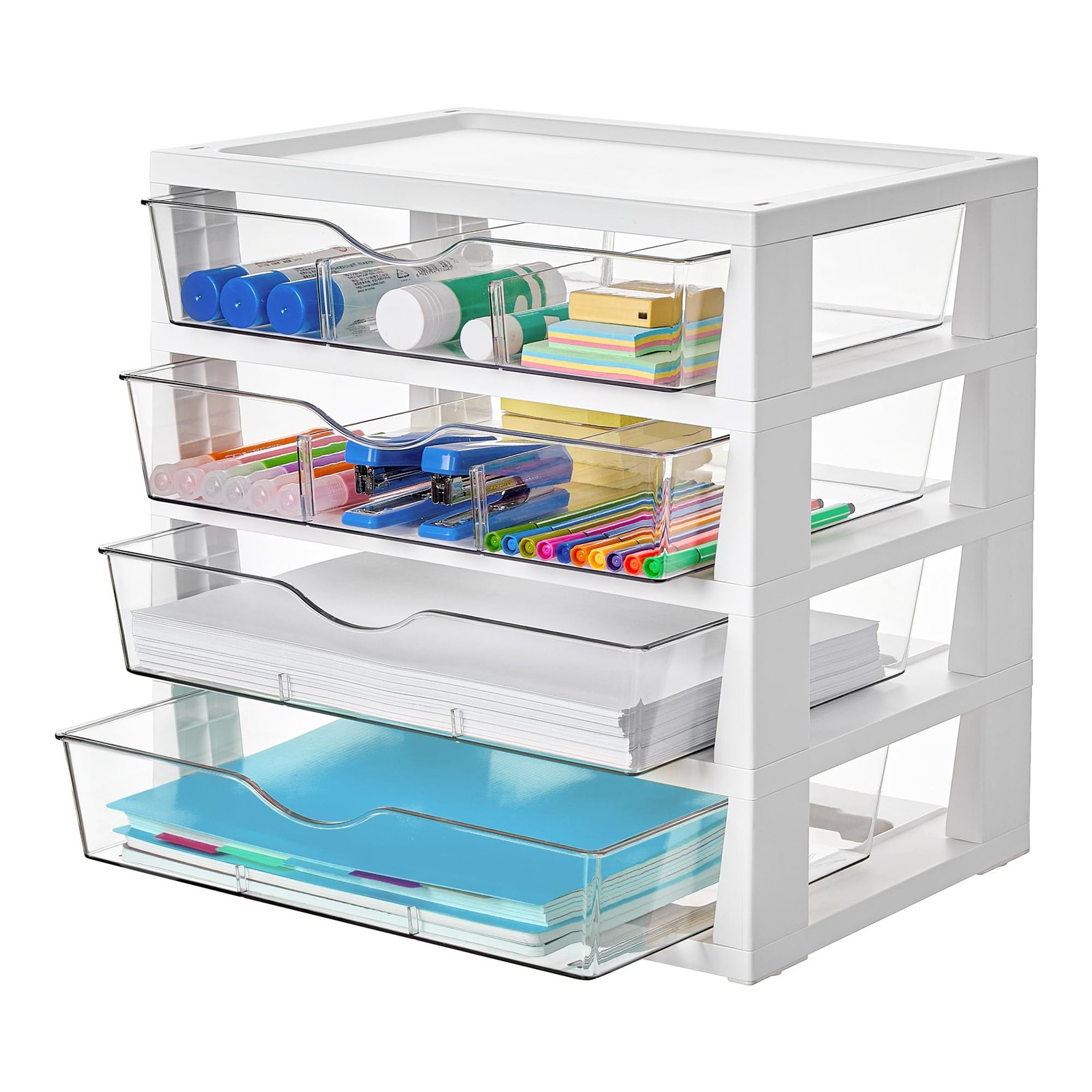 Vtopmart Clear 4-Tier Desk Organizer Desktop File Organizer Drawers Office Suppl