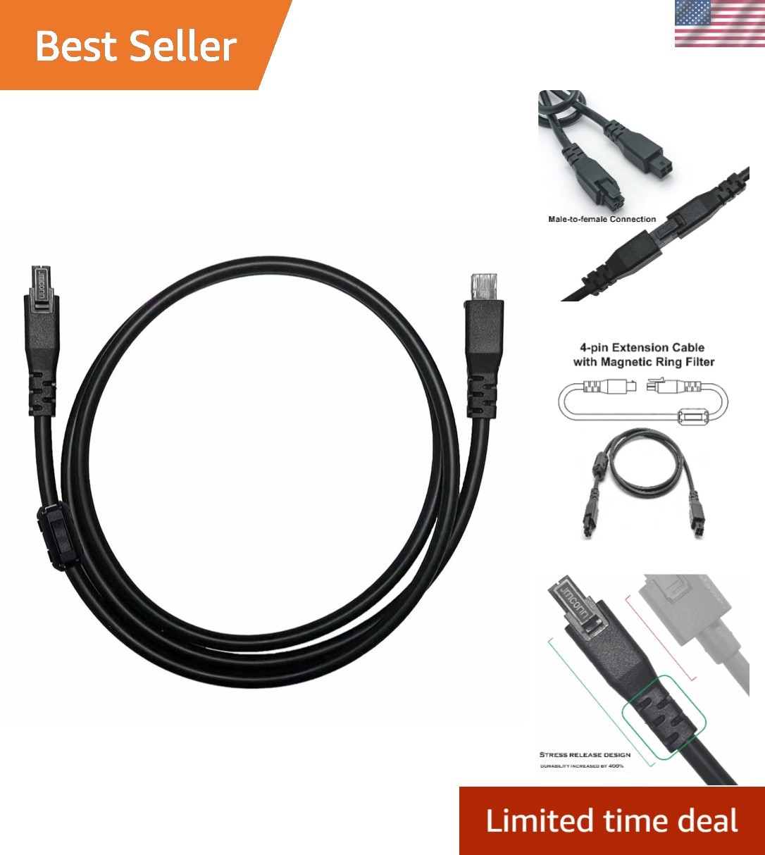 Extension Cable for Bambu Lab AMS Lite,1M 4-pin Extension Cable with Magnetic...