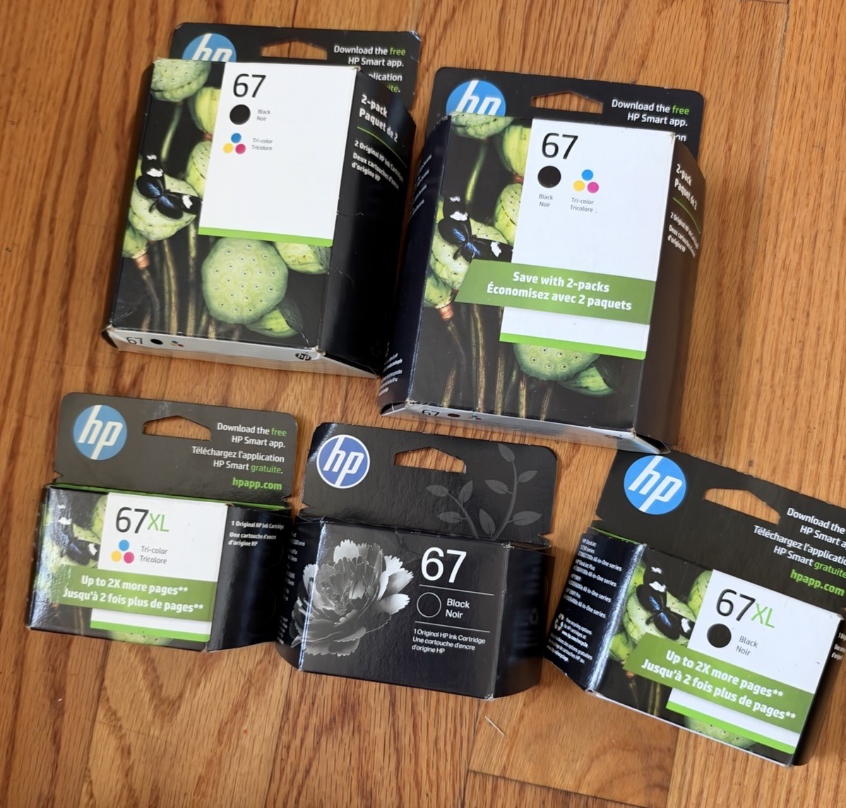 Lot Of 67 Black & 67 Tri-Color Combo Set Ink Cartridges EXP: 2023/2024/2026/2027