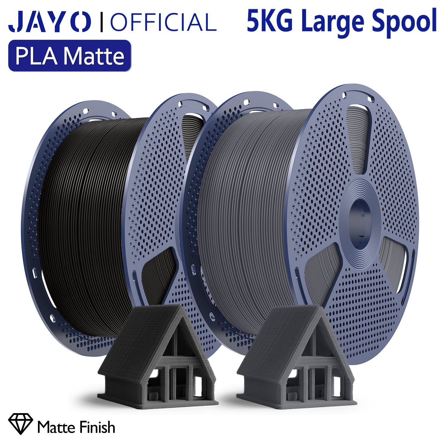 2 Rolls JAYO PLA Matte Finish 5KG Large Spool 3D Printer Filament 1.75mm Black