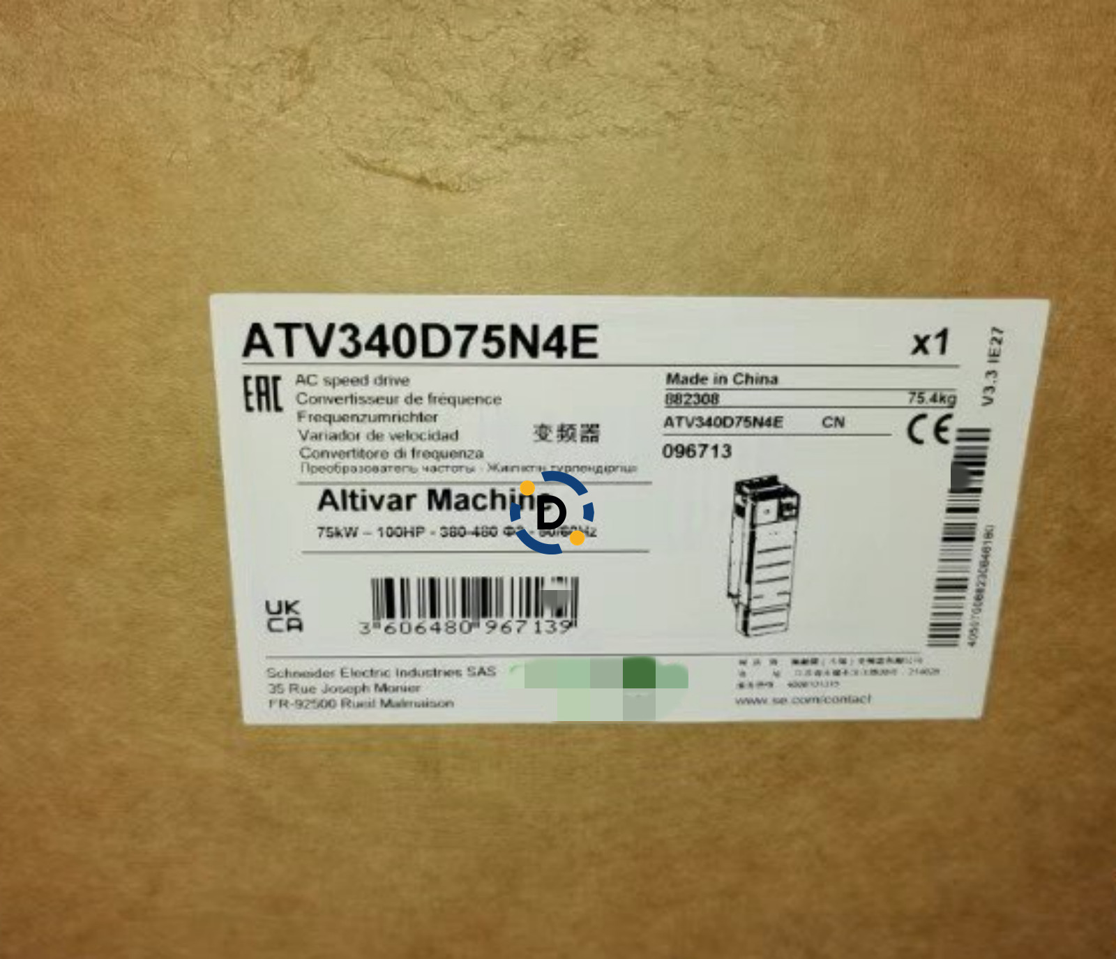1PCS Schneider ATV340D75N4E frequency converter new via FedEx or DHL