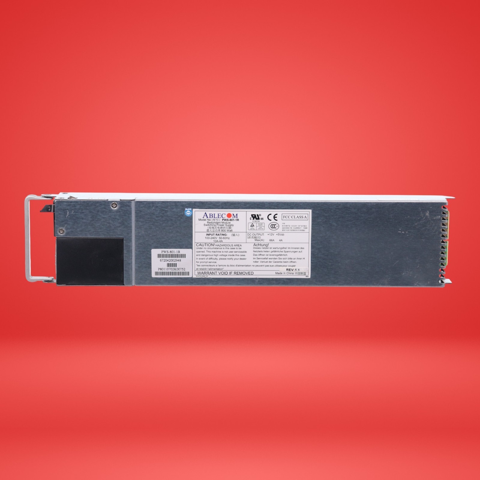 Supermicro Ablecom PWS-801-1R Redundant 800W Module Switching Power Supply