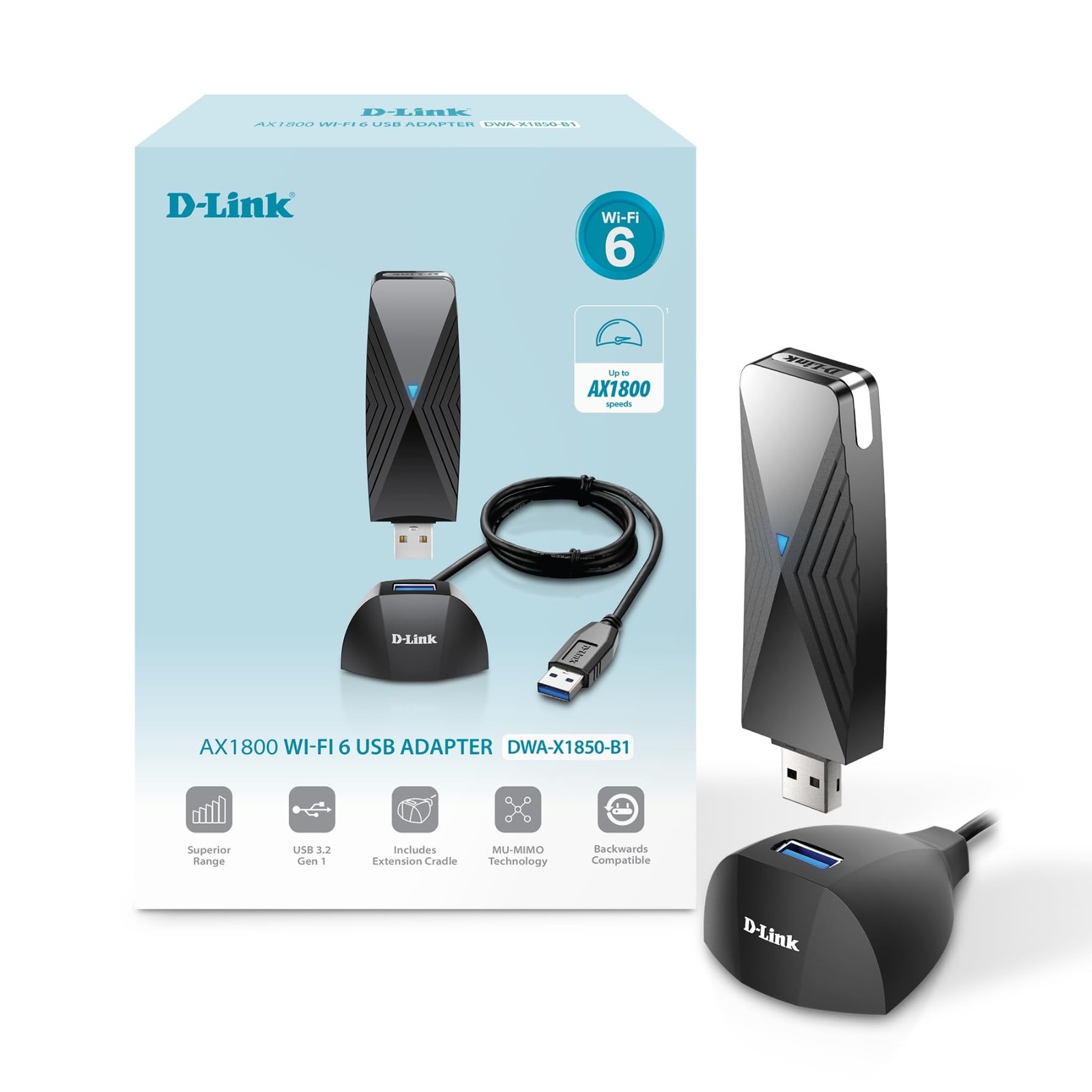 AX1800 USB WiFi 6 Adapter, Wireless Upgrade for Desktop, Laptop, PC