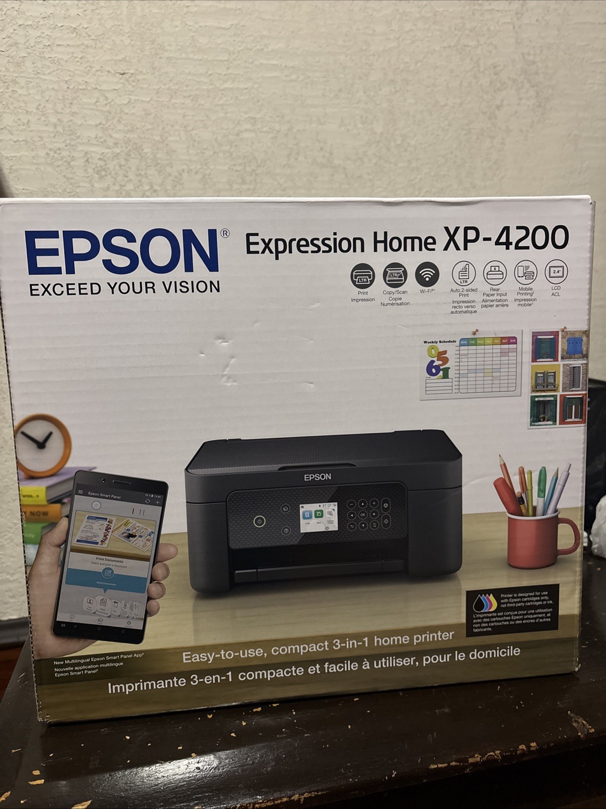 New Epson Expression Home XP-4200 All In One Copy Scan Color Printer NO INK