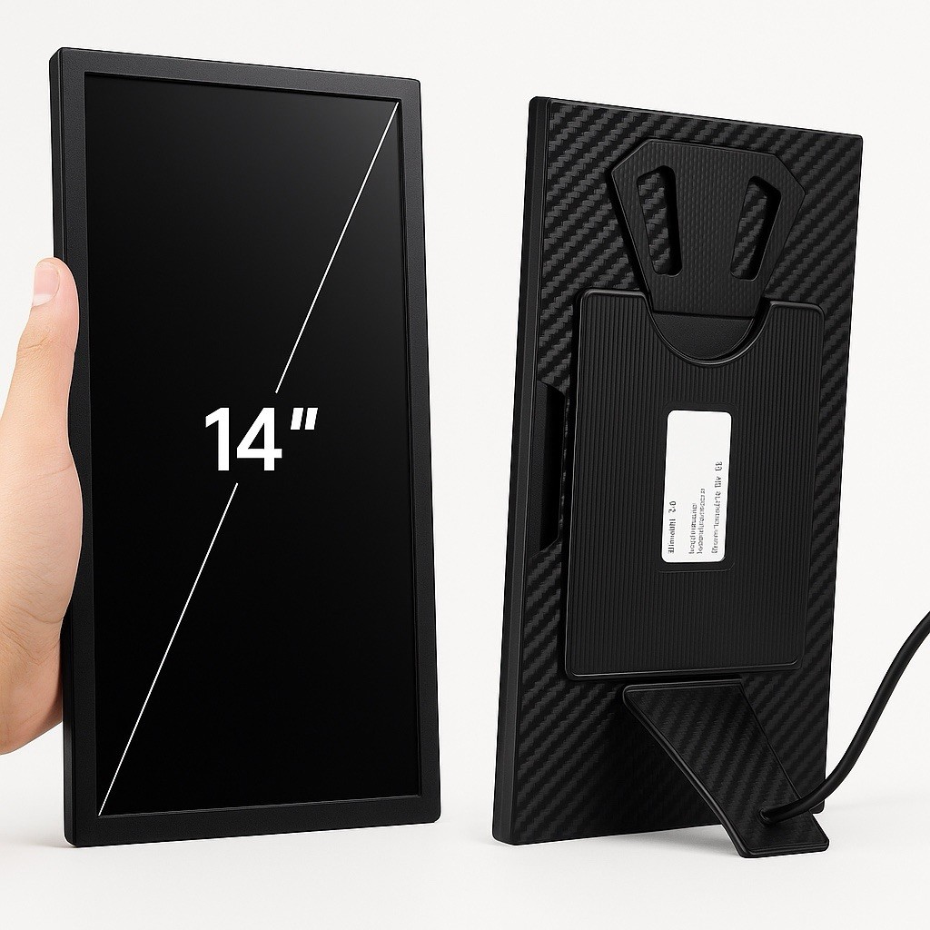 14-Inch FHD 1080P Portable Monitor - Slim Design & Dual Speakers for All Devices