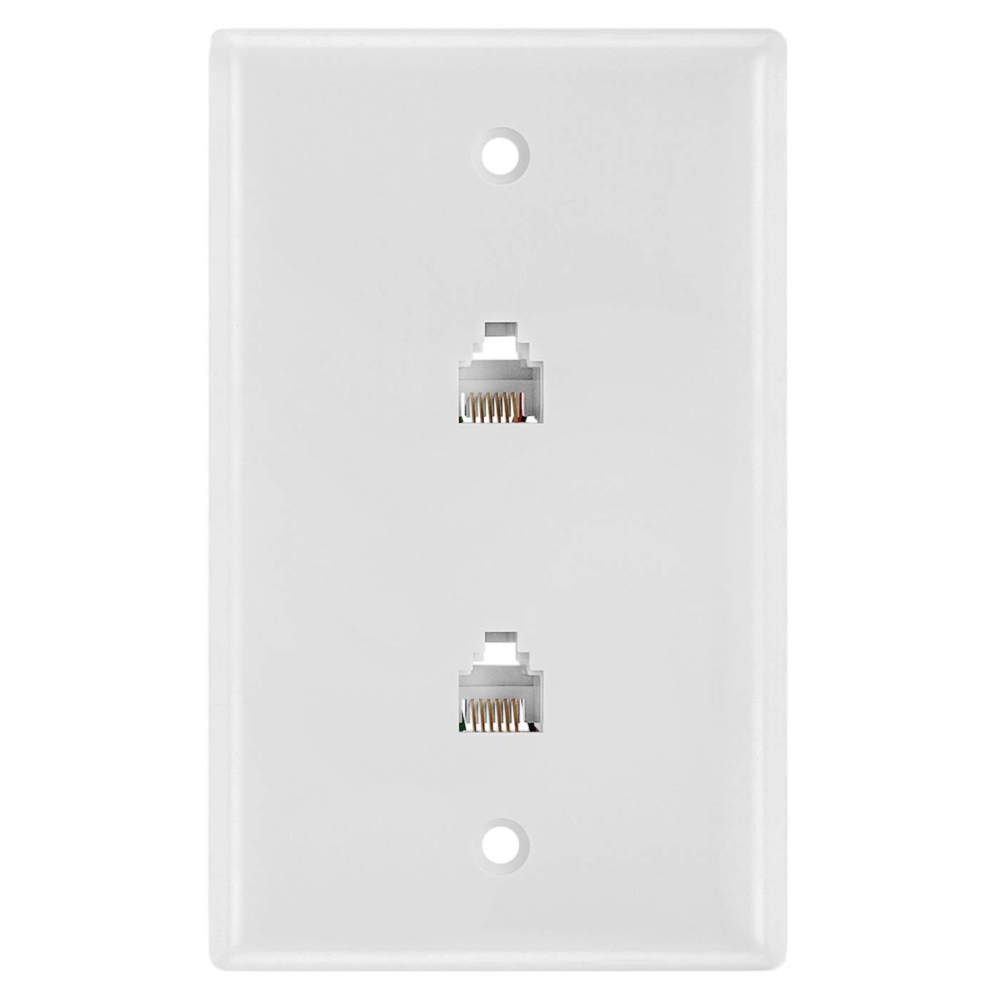 - Double RJ11 Connector with 6 Conductors Wall Plate Jack 6P6C Telephone Dual...