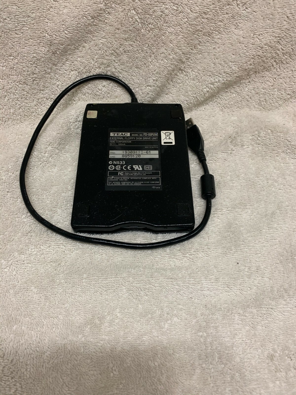 Dell Teac 3.5" Floppy Drive Module Model # FD-05PUW External USB