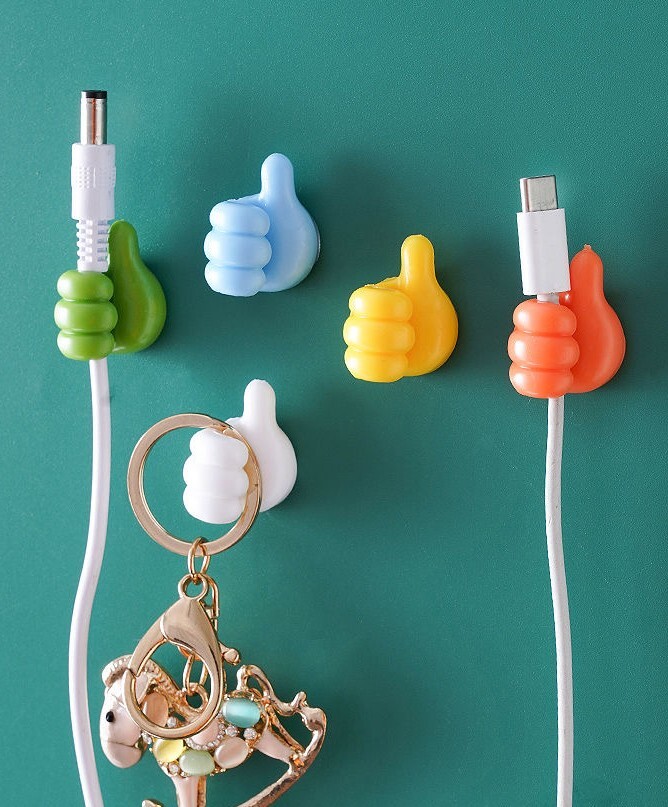 Colorful Silicone Thumbs USB Cable Holder/Key Hooks/Small Stuff Organizer
