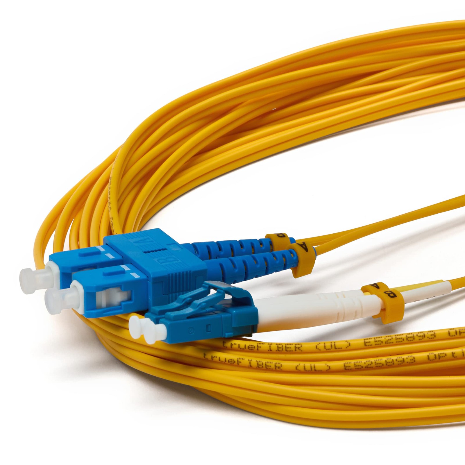 trueCABLE LC to SC OS2 Fiber Patch Cable, 4m (13.12ft), UPC Polish, 200GB Sin...