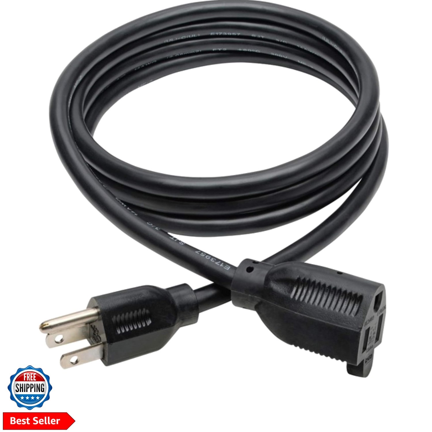 Eaton 3-Prong 6ft Power Cord Extension Cable | Heavy-Duty 15A, 14AWG, 125V, N...