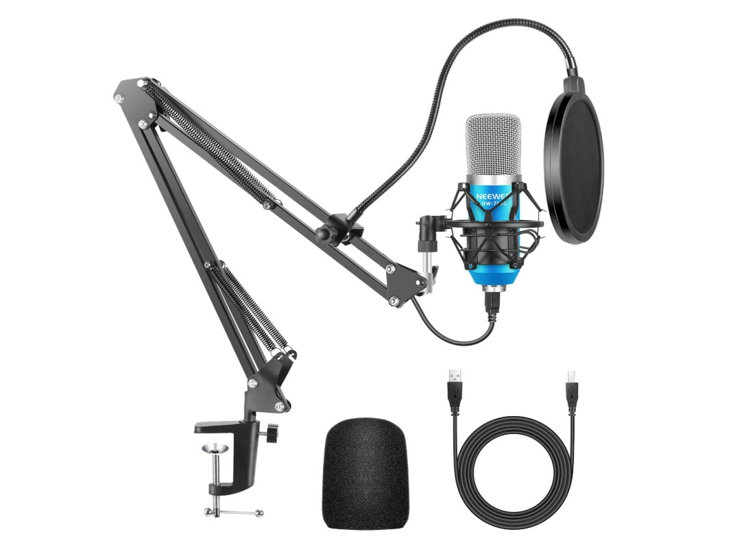 USB Microphone with Arm Stand, Shock Mount for Broadcasting and Sound Recording