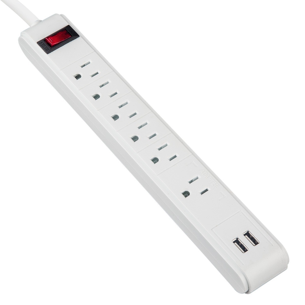 6 Outlet Power Strip Surge Protector with 2 USB 3ft 300J 15A 125V