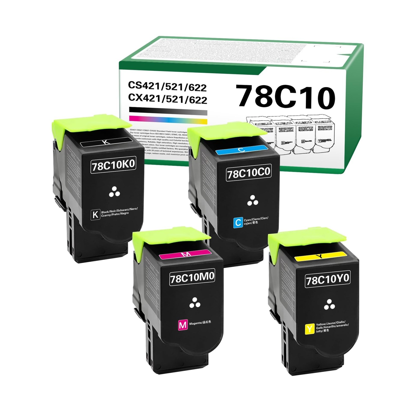 78C10 CS421 CS521 High Yield Toner Cartridge Compatible for Lexmark CS421 CS5...