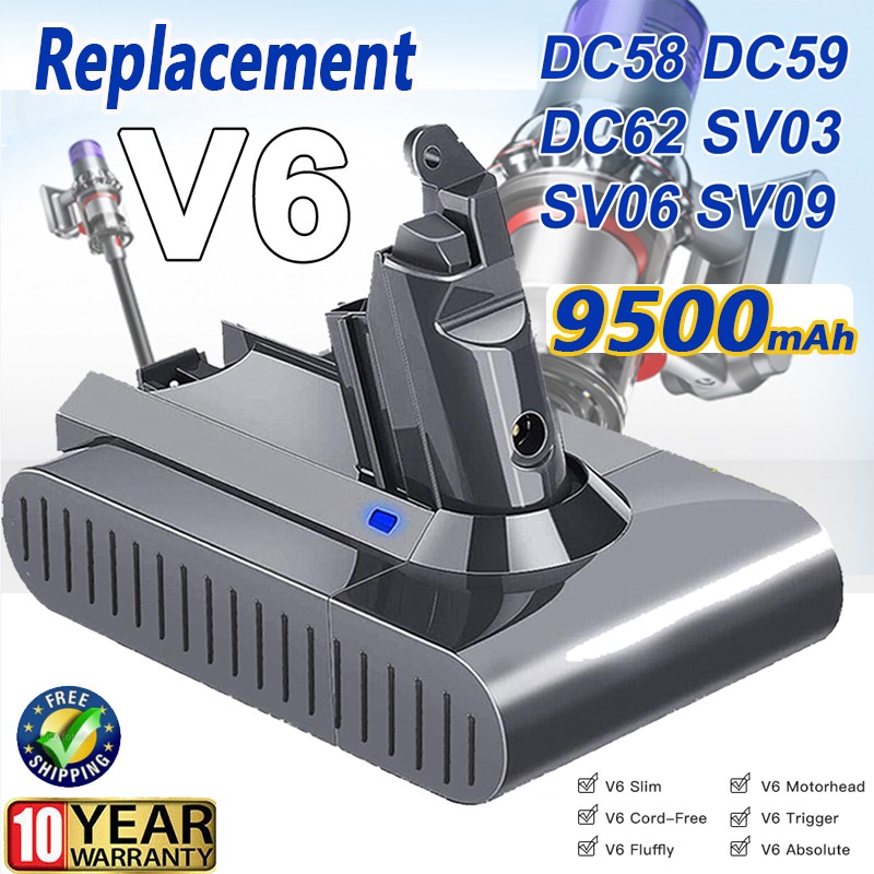 For Dyson V6 DC58 DC59 DC61 DC74 Animal Handheld Cleaner 9500mAh Battery