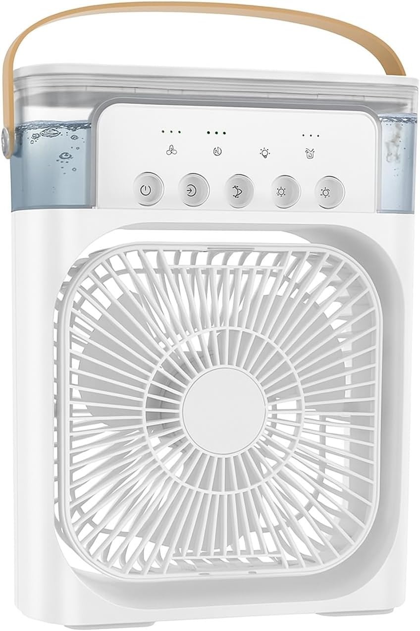 3-in-1 Mini Mist Cooling Fan with Humidifier and 7-Color LED Light