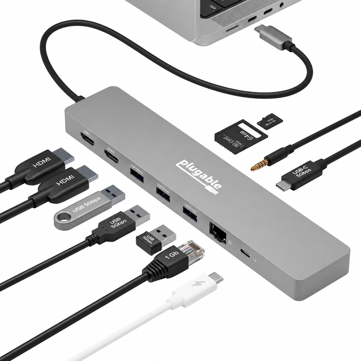 Plugable 11in1 USBC Hub, 100W USBC PassThrough