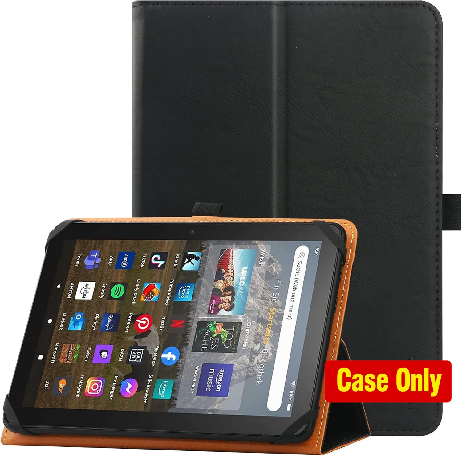 Case for 7" 8" Tablet, Protective Folio Cover with Adjustable Stand and Band