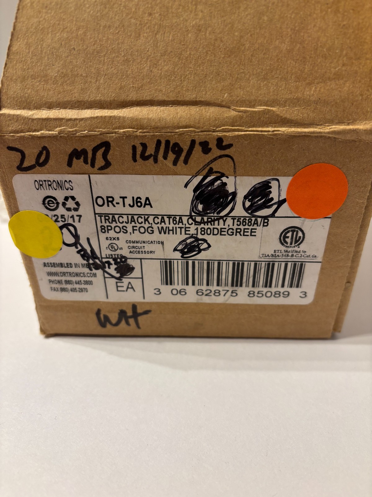 Ortronics OR-TJ6A Clarity TracJack Cat6A RJ45 Jack Module Fog White NEW
