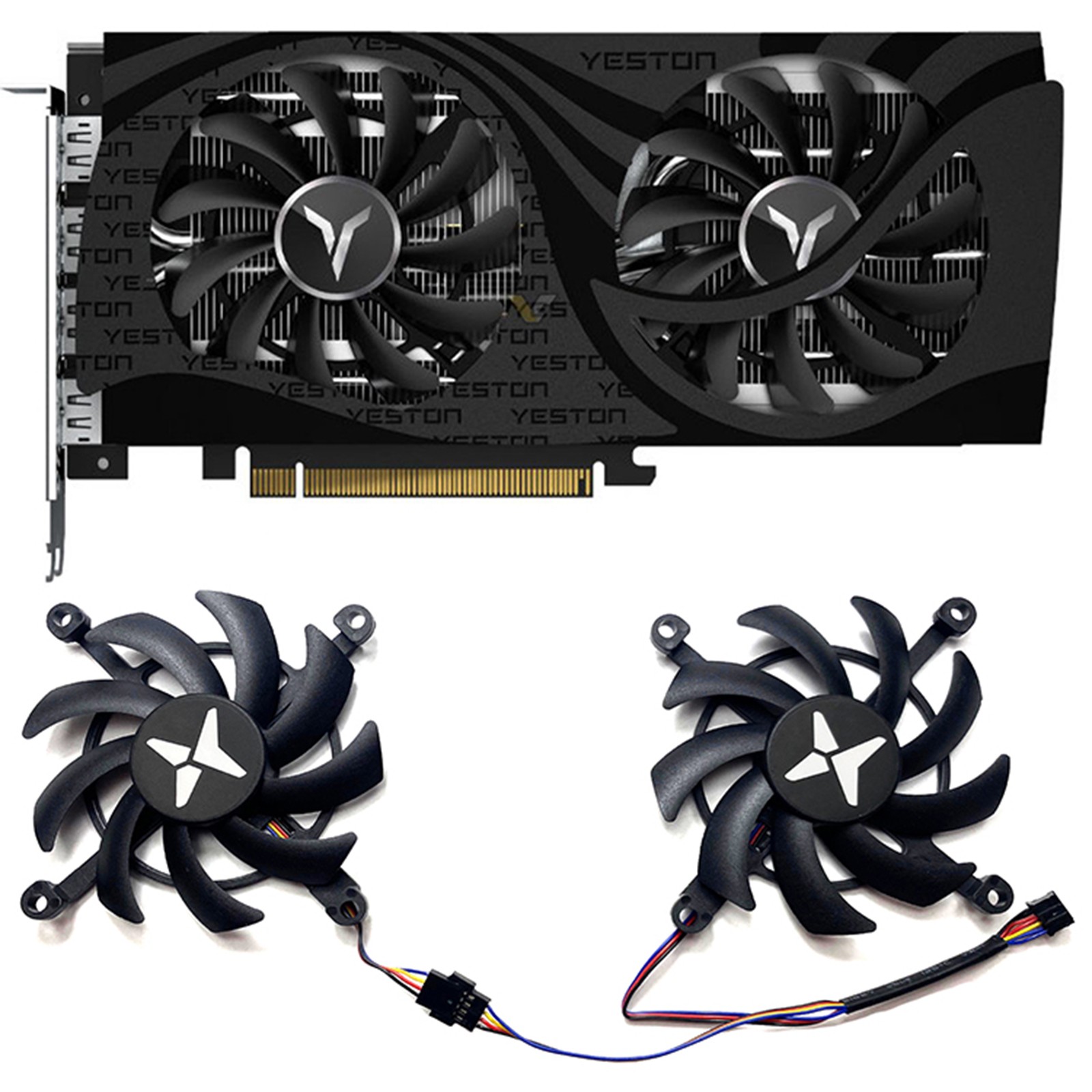 Pair Graphics Card Cooling Fan for YESTON RX6600XT RX6600 6500 8GB GAEA
