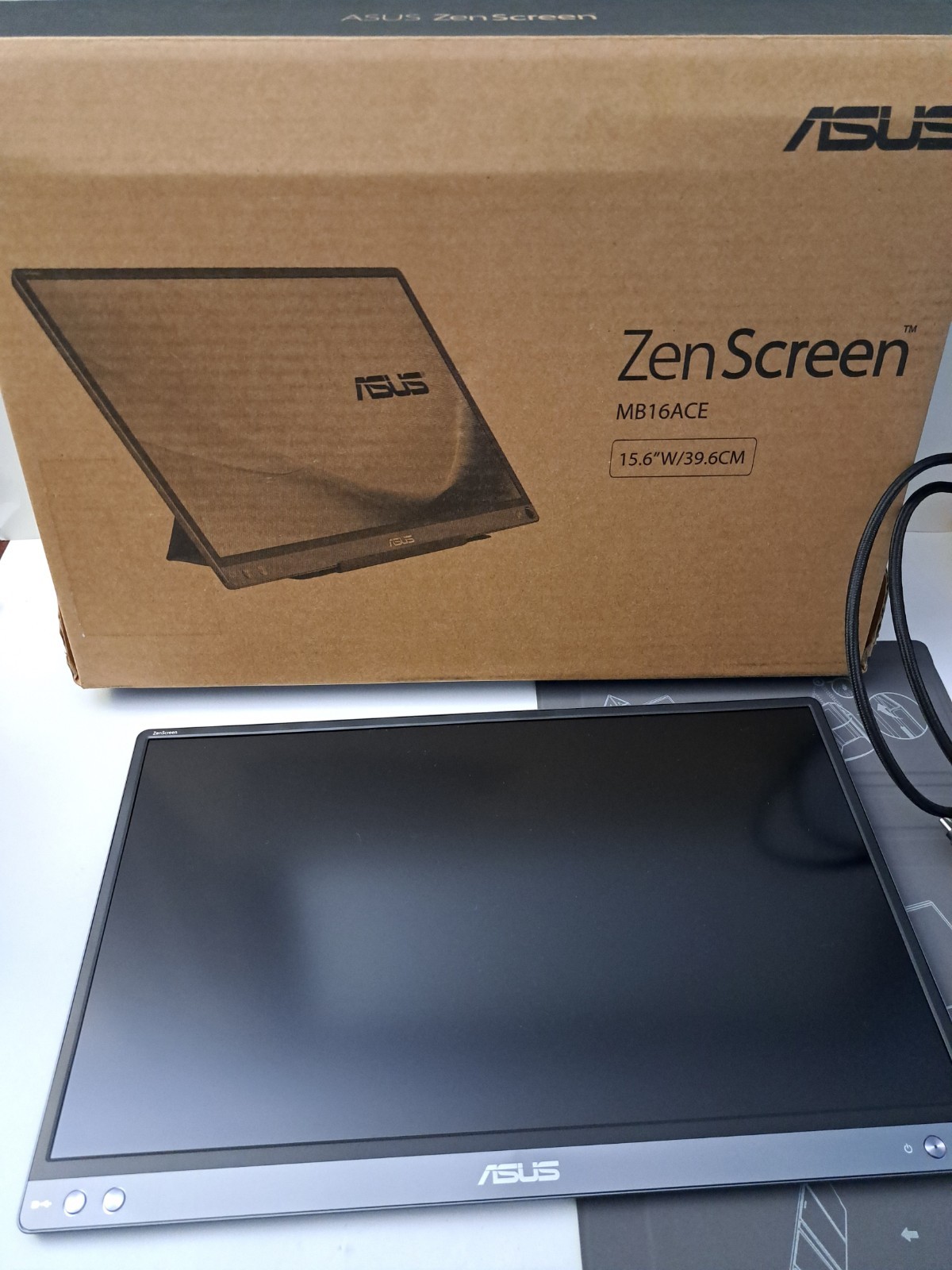 ASUS ZenScreen MB16AC 15.6 Inch Portable 1920x1080 USB-C Gray. Mint Open Box