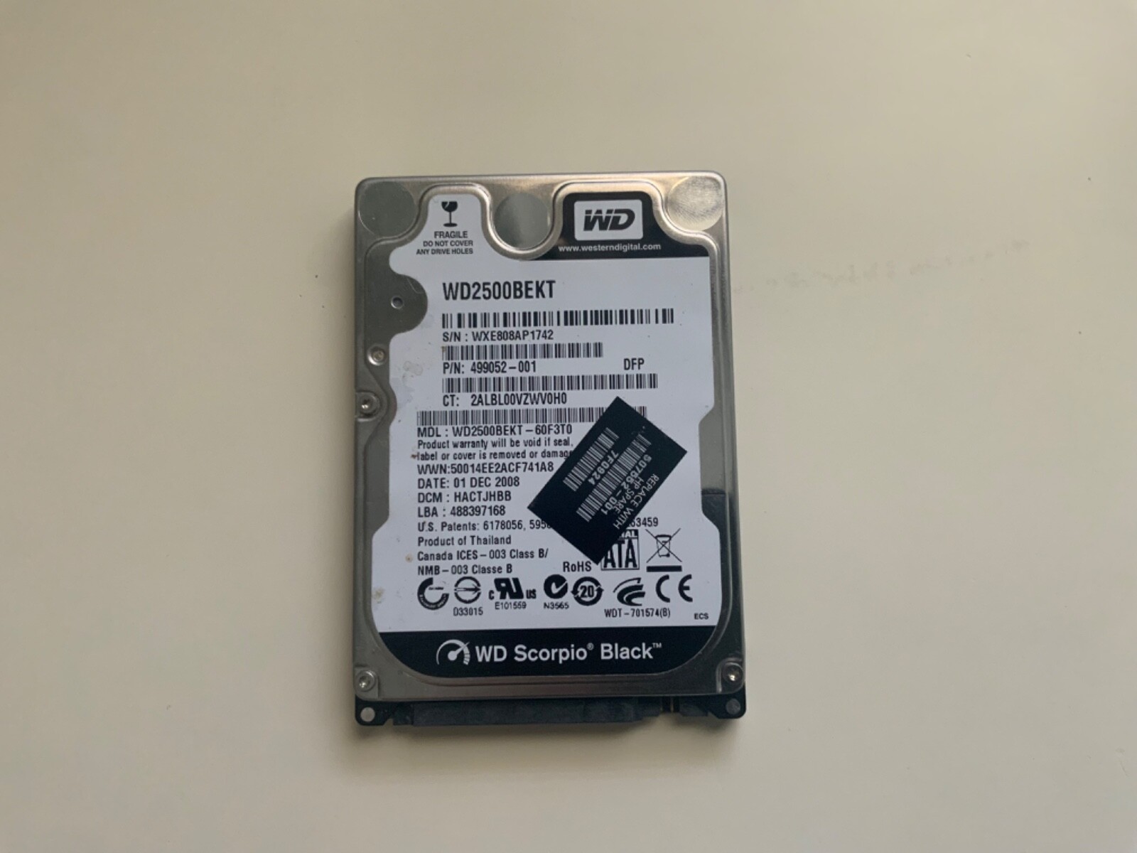 Western Digital 250 GB 2.5 in 7200 RPM SATA HDD