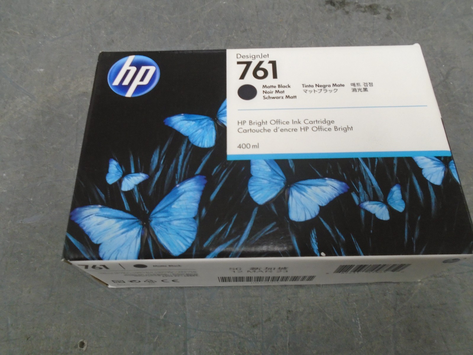 HP 761 400ml Matte Black Ink Cartridge CM991A Designjet 2023 new sealed