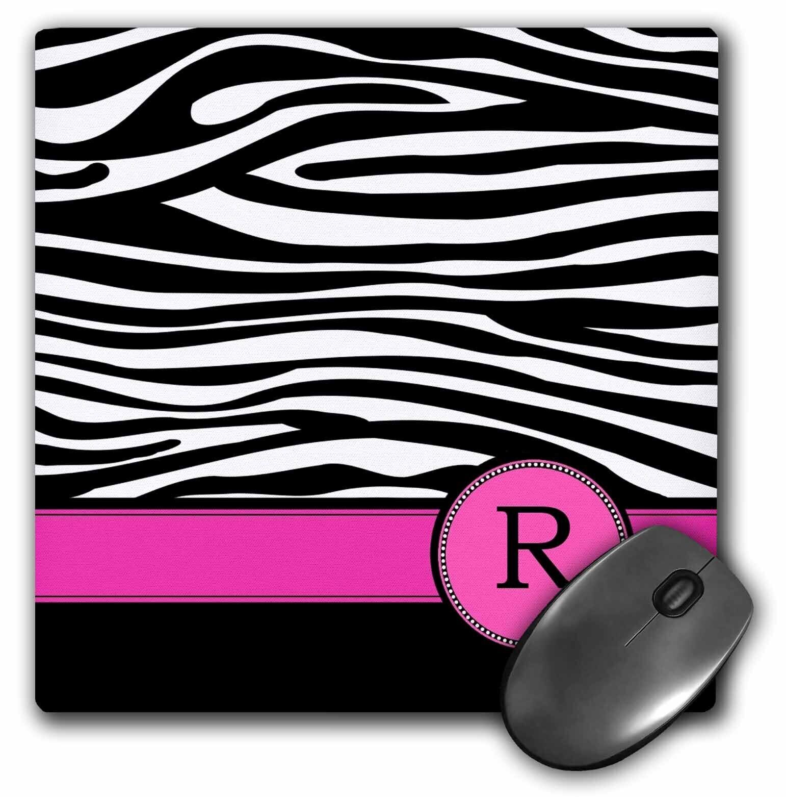 3dRose Letter R monogrammed black and white zebra stripes animal print with hot