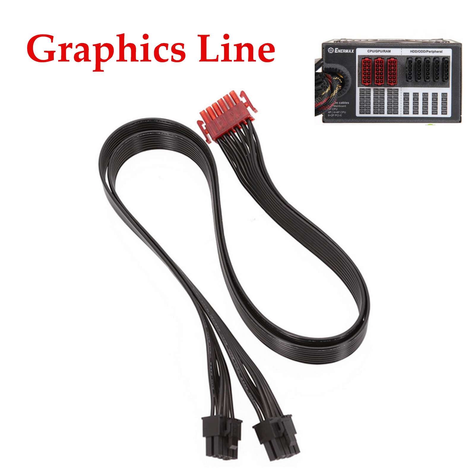 1x Graphics Card Line Module Cable 12Pin to 2PCI-E 8-Pin for Enermax Modular PSU