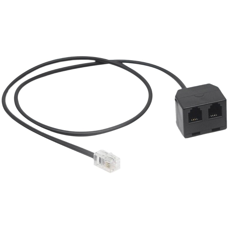 Telephone RJ9 Male to 2 Female 4P4C Connector Adapter Splitter Extension Cable