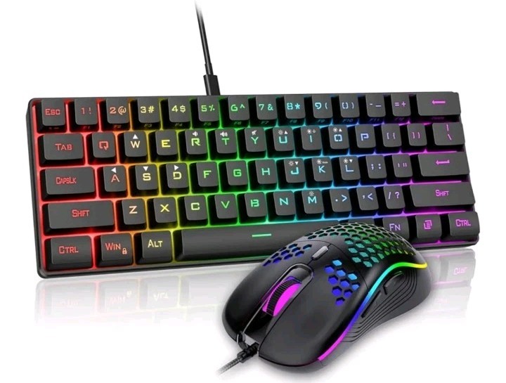 RedThunder 60 Gaming Keyboard and Mouse Combo, Ultra-Compact 61 Keys RGB Back...