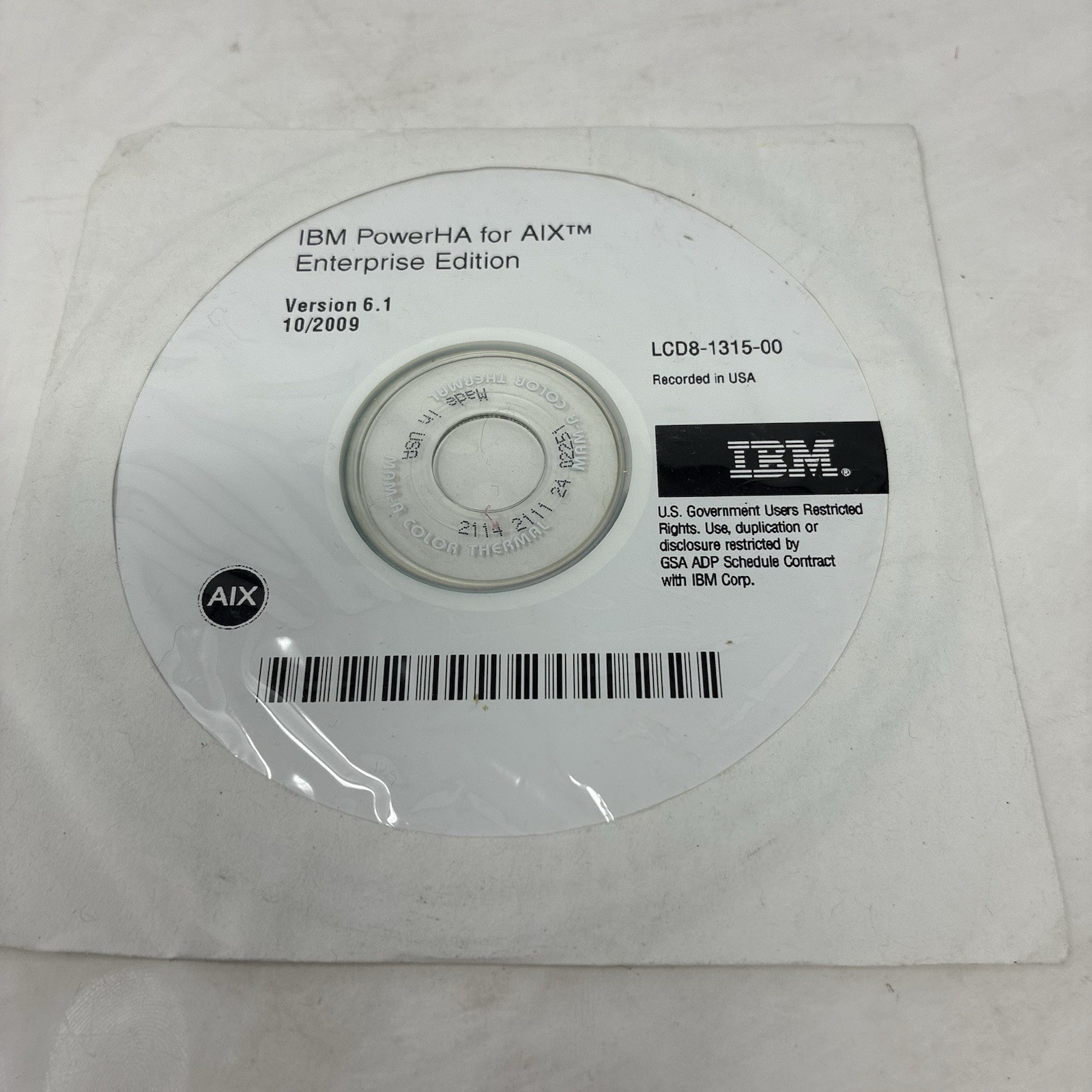 IBM PowerHA For AIX Enterprise Edition Version 6.1 Single Disk Software