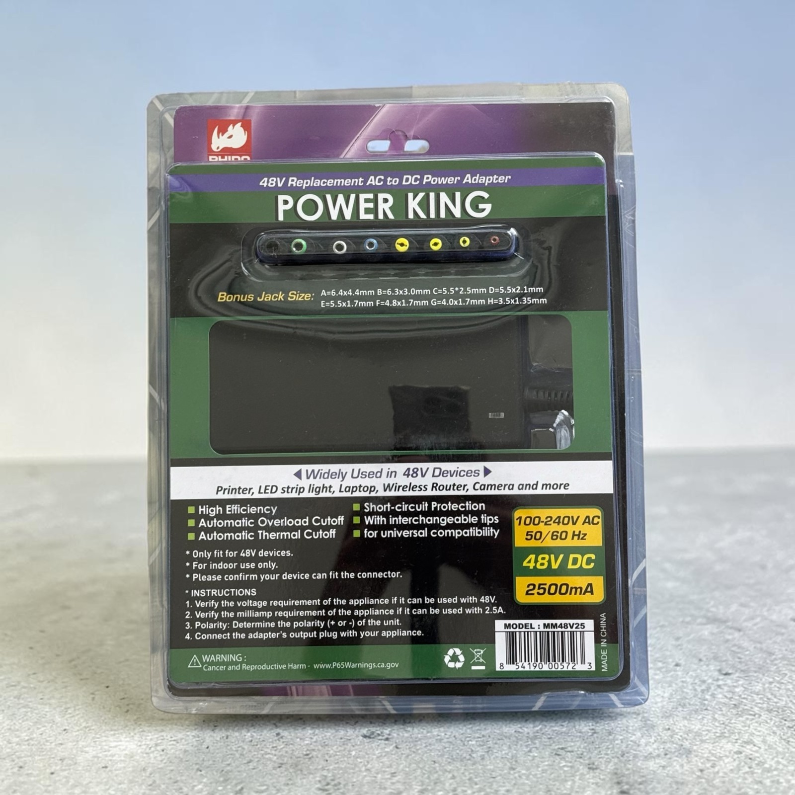 Power Adapter 48 V Replacement AC to DC Power Adapter With 8 Tips