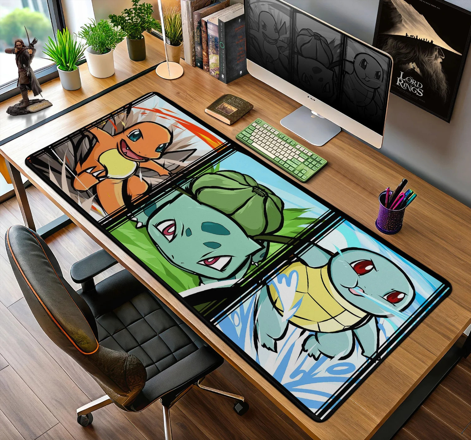 Pokémon Starters Mouse Pad, Charmander Bulbasaur Squirtle Desk Mat Accessories